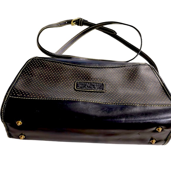 Dooney & Bourke All Leather Black & Gold Polka Dot Design Crossb… - Picture 6 of 15